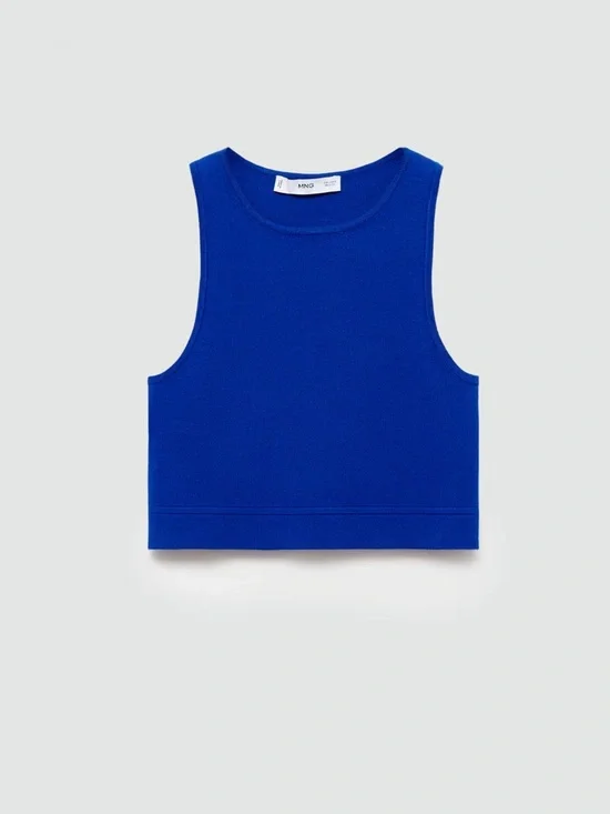 Mango Royal Blue Cropped knitted top NWT - Picture 2 of 6